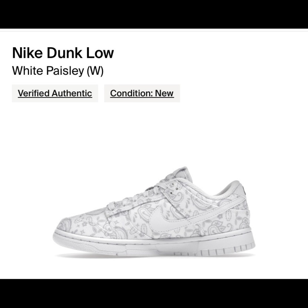 Nike Dunk Low paisley and white
